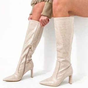 Billini Womens Laurie Tan Croc Pointed Toe Heel
Knee High Boots Size 6